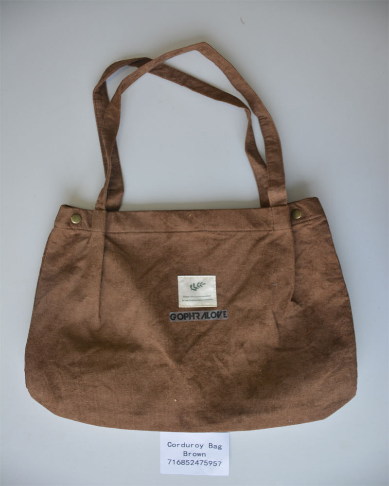 Gophralove Corduroy Tote Bag Brown