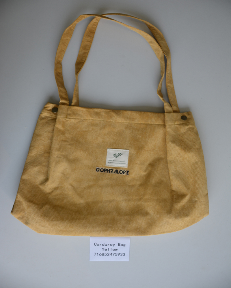 Gophralove Corduroy Tote Bag Yellow